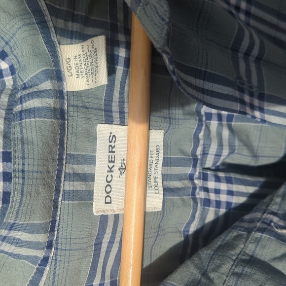 Dockers Blue Casual Button Down Shirt - Size L Great Condition - Picture 2 of 5